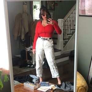 UO Red Crop Cardigan